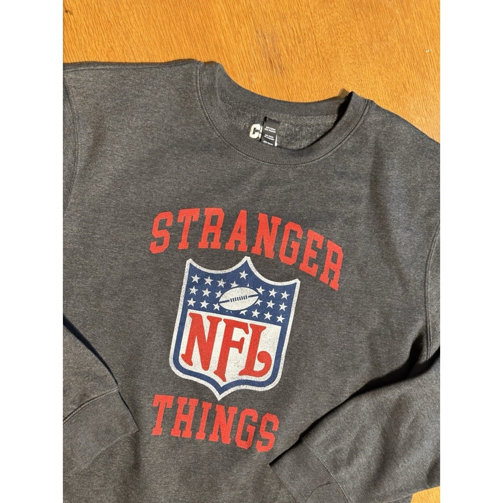 NFL Stranger Things Parody Sweatshirt Mens 2XL Gray Crewneck Eleven NWOT